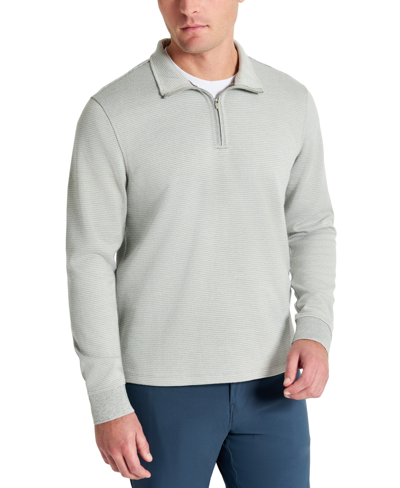 Kenneth Cole Men's Stretch Textured-knit Quarter-zip Performance Sweatshirt In Grey