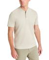 Kenneth Cole Performance Band-collar Henley In Tan