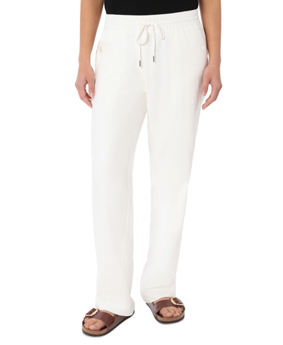 Jones New York Women's Linen Drawstring-waist Buttoned-pocket Pants In Nyc White