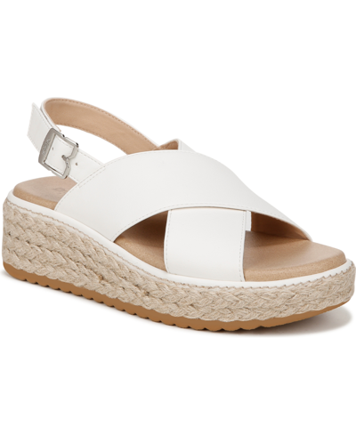 Dr. Scholl's Ember Platform Wedge Sandal In White Faux Leather