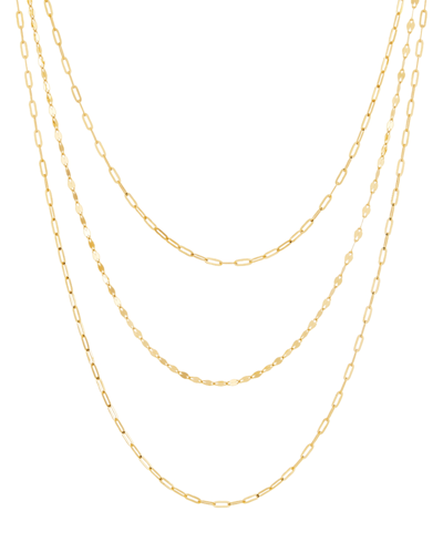Italian Gold Paperclip & Mirror Link 15" Layered Necklace In 14k Gold In Yellow Gold