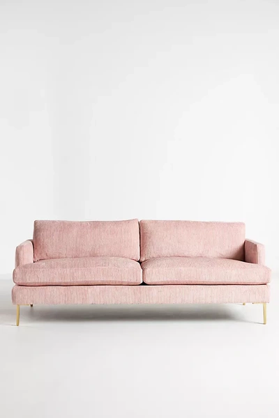 Anthropologie Corduroy Bowen Sofa In Pink