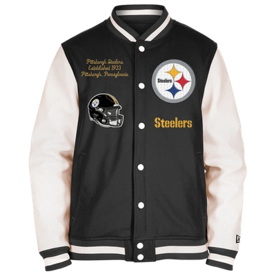 New Era Mens  Steelers Chenille Varsity Jacket In Black/black