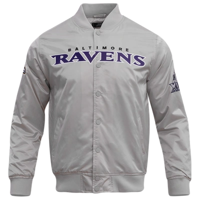 Pro Standard Mens  Ravens Big Logo Satin Jacket In Silver