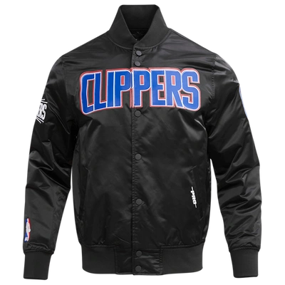 Pro Standard Mens  Clippers Big Logo Satin Jacket In Black
