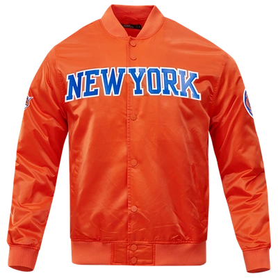 Pro Standard Mens  Knicks Big Logo Satin Jacket In Orange