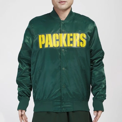 Pro Standard Mens  Packers Big Logo Satin Jacket In Green