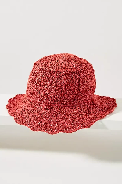 San Diego Hat Co. Crochet Bucket Hat In Red