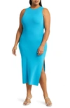 Asos Design Curve Racerback Tank Dress In Medium Blue