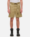 Sacai Detachable Belt Cotton Bermuda Shorts In Beige