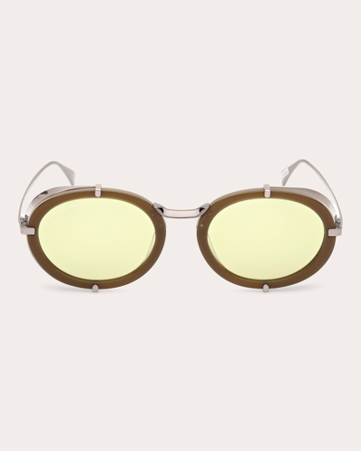 Max Mara Women's Shiny Dark Green Selma Oval Sunglasses