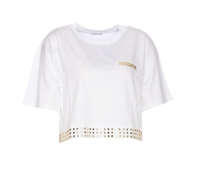 Patrizia Pepe Logo-print Stud-detailing T-shirt In White