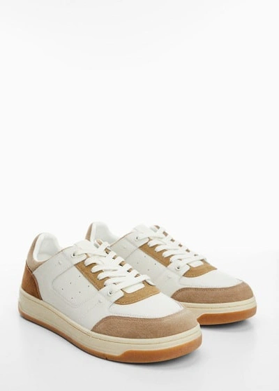 Mango Leather Mixed Sneakers Light/pastel Brown In Marron Clair/pastel