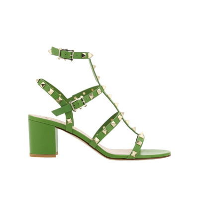Valentino Garavani Rockstud 60mm Leather Sandals In Green