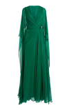 Zuhair Murad Cape-sleeve Silk Chiffon Maxi Dress In Green