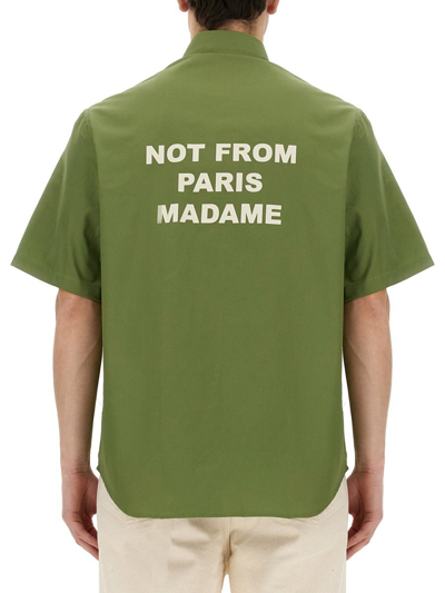 Drôle De Monsieur "slogan" Shirt In Military Green