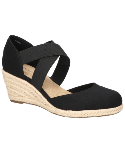 Easy Street Women's Pari Slip-on Espadrille Wedges Sandals In Black Canvas