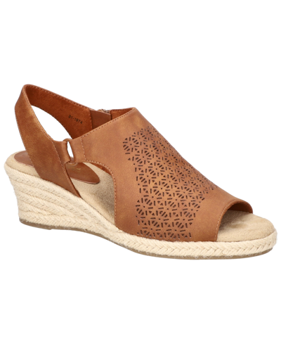 Easy Street Serena Womens Braided Faux Leather Wedge Sandals In Tan