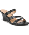 Naturalizer Breona Wedge Dress Sandals In Black Snake Embossed Faux Patent