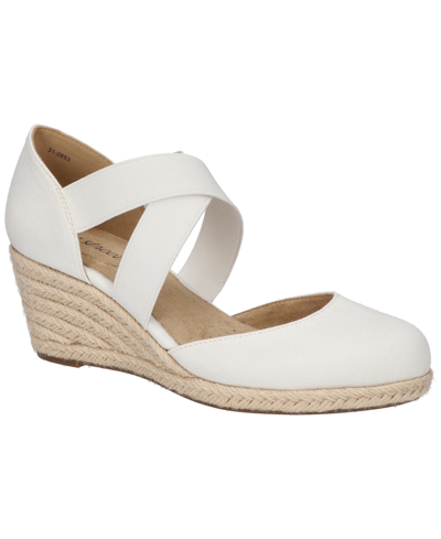 Easy Street Women's Pari Slip-on Espadrille Wedges Sandals In White Canvas