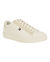 Tommy Hilfiger Men's Faux Leather Low Top Sneakers In Cream,beige Multi