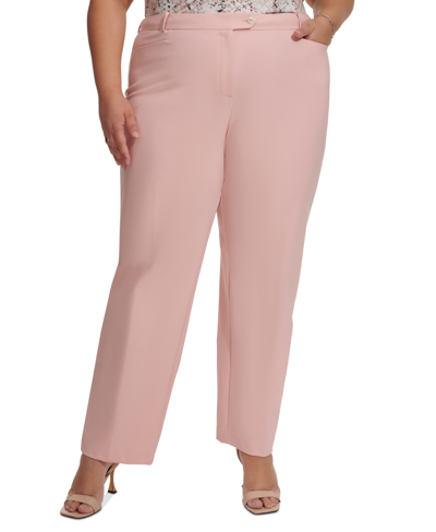 Calvin Klein Plus Size Infinite Stretch Slim-fit Pants In Silver Pink