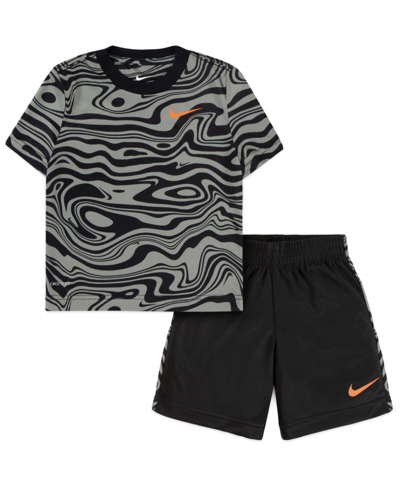 Nike Kids' Toddler Boys Paint Dri-fit T-shirt And Shorts, 2 Piece Set In Black