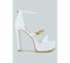 London Rag Bonita Metal Chain Zip Up Sandal In White