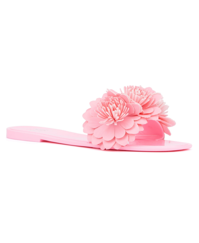 New York And Company Anella 3d Flower Slide Sandal In Pink