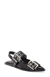 Jeffrey Campbell Debb Slingback Flat In Black Crinkle Patent
