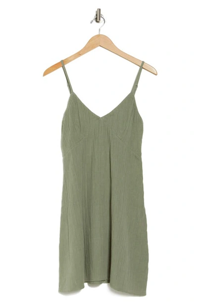 Roxy Juniors' Santorini Cotton Slip Dress In Agave Green