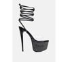 London Rag Sugar Mom Strappy Diamante Platform High Heels Sandal In Black
