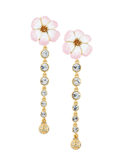 Oscar De La Renta Women's Lady Bug Goldtone, Crystal Glass & Enamel Flower Drop Earrings In Pink