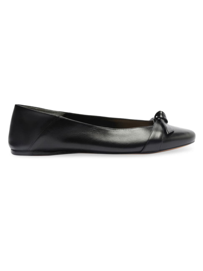 Alexandre Birman Clarita Leather Bow Ballerina Flats In Bloodstone