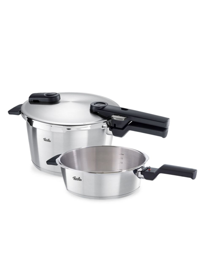Fissler Vitaquick Premium Pressure Cooker Set And Glass Lid In Gray