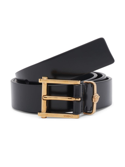 Versace Men's Medusa Buckle Belt In Nero Oro