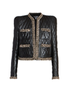 BALMAIN WOMEN'S QUILTED LEATHER CHAIN JACKET