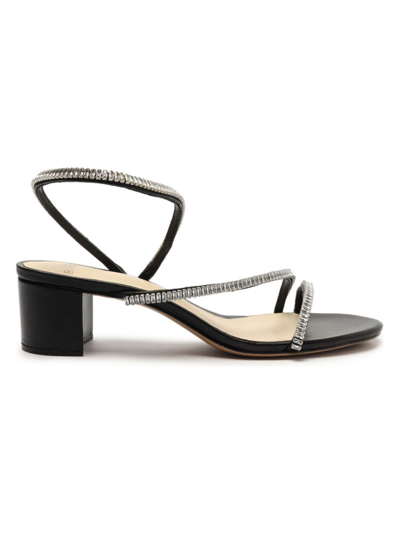 Alexandre Birman Women's Polly 45mm Zirocone & Leather Sandals In Black