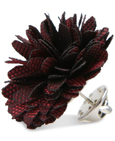 Construct Con.struct Men's Ceremony Satin Checkerboard Flower Lapel Pin, Created For Macy's In Red Velvet