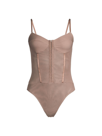 FREE PEOPLE WOMEN'S NIGHT RHYTHM MESH CORSET BODYSUIT