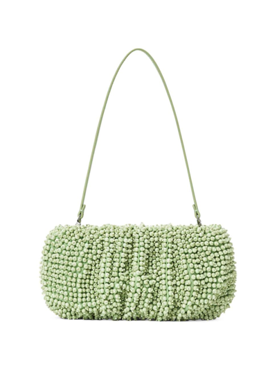 Staud Bean Beaded Convertible Shoulder Bag In Matcha