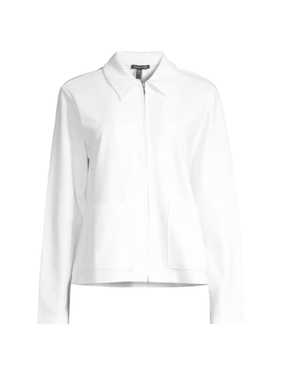Eileen Fisher Women's Knit Front-zip Jacket In Ivory