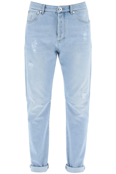 Brunello Cucinelli Tapered-leg Jeans In Blue