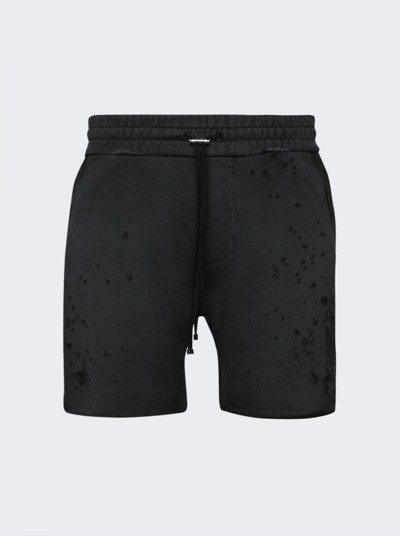 Amiri Logo Shotgun Sweatshorts In Faded Black