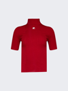 Courrèges Shoulder Snaps Rib Knit Cropped Sweater Top In Red