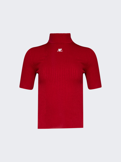 COURRÈGES MOCK NECK RIB KNIT TOP