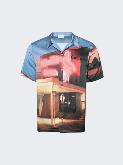 Blue Sky Inn Flamingo Inn Printed Satin Shirt In Multicolor