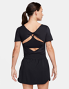 Nike Women's One Classic Dri-fit Short-sleeve Cropped Twist Top In Black