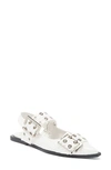 Jeffrey Campbell Debb Slingback Flat In White Crinkle Patent