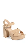 Jeffrey Campbell Seraphina Ankle Strap Platform Sandal In Dusty Beige Patent